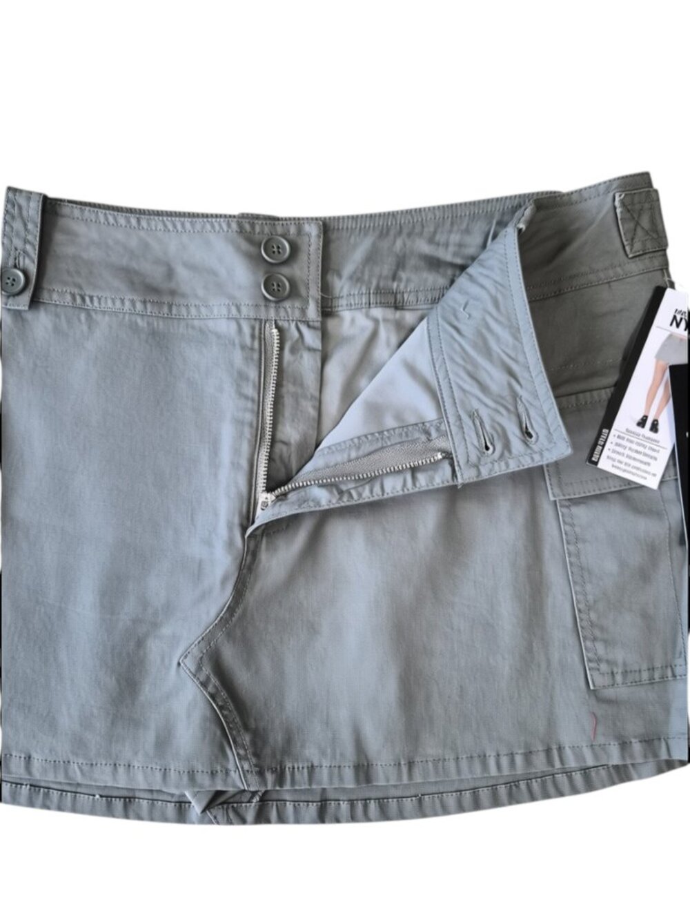Madden NYC Women's Utility Cargo Skort XL, XXL Pockets Zipper Button Olive Green - Picture 7 of 9